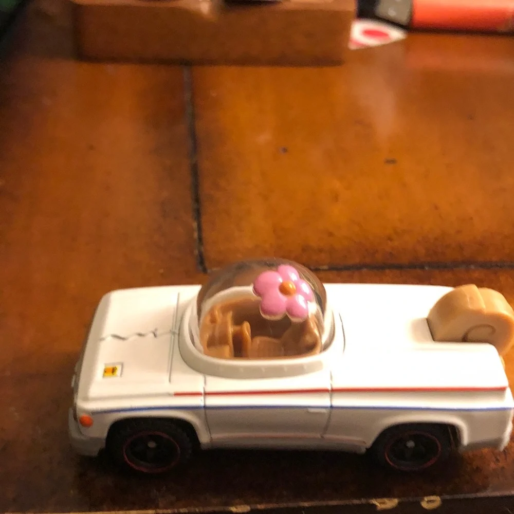 White Mini Convertible Toy Car with Translucent Amber Canopy